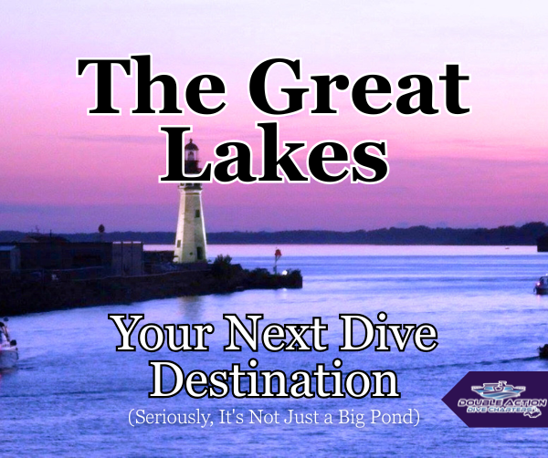 A lighthouse off the beach in the Great Lakes